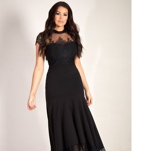 Gizelle black eyelash panel dress with frill lace